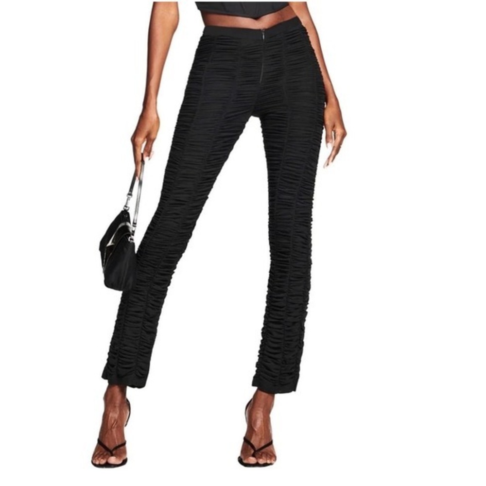 I.AM.GIA Ophelia Sheer Ruched High-Rise Pants Black Mesh Slim Fit Womens Size M